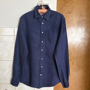 Thomas Pink Dark Blue Casual Button Down Shirt
